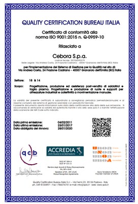 Cebora è già conforme alla nuova edizione di ISO9001