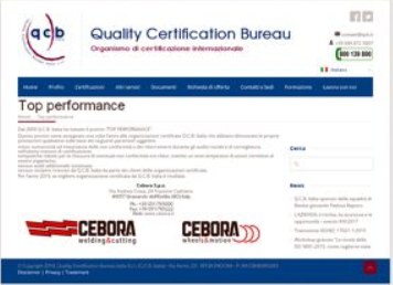 Cebora vince il premio "Top Performance 2016" di QCB Italia